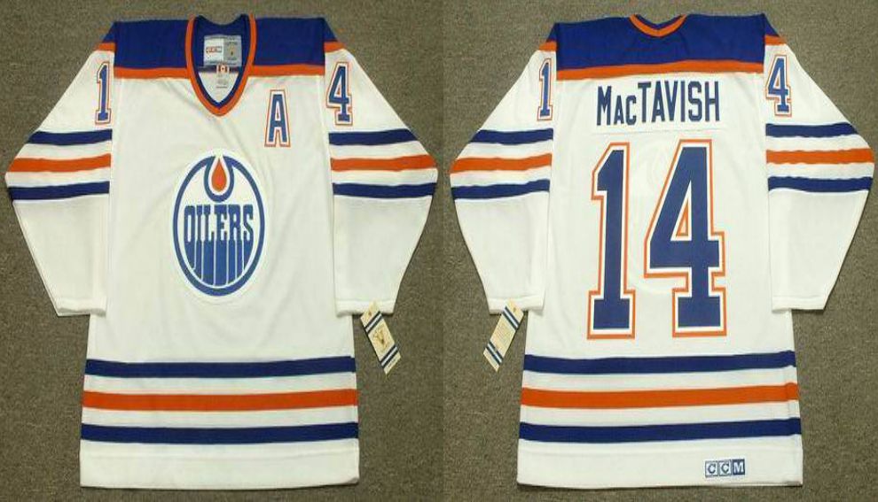 2019 Men Edmonton Oilers 14 Mactavish White CCM NHL jerseys